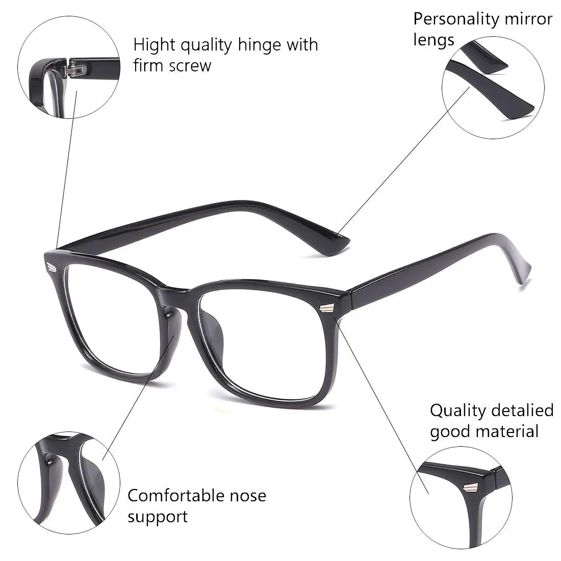 Blue Light Blocking Glasses Square Nerd Eyeglasses Frame anti Blue Ray Computer Game Glasses